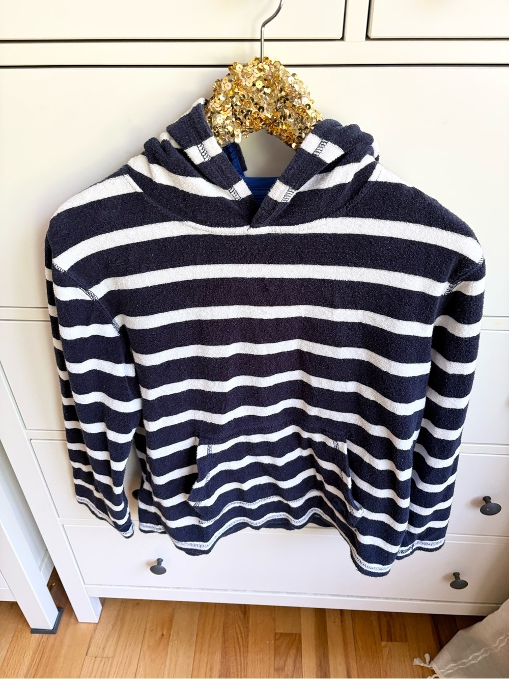 Mini Boden Striped Hooded Terry Cloth Coverup Size 11/12 Y